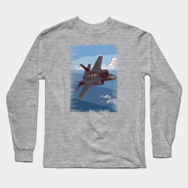 F35 Fighter Jet Long Sleeve T-Shirt by FasBytes